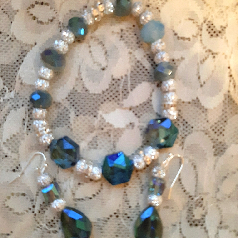 Marine Blue Bracelet and Earring set